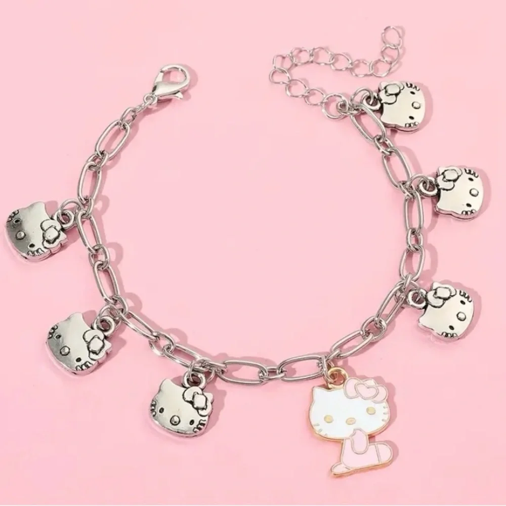 Hello Kitty Silver Toned Charm Bracelet